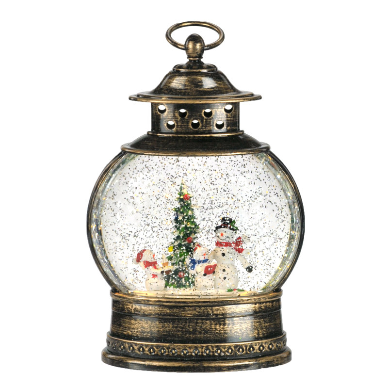 The Holiday Aisle Polyfoam Snowman Family Scape Lantern Snow Globe with